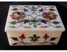 Cornelian stones inlaid marble box-RE3407